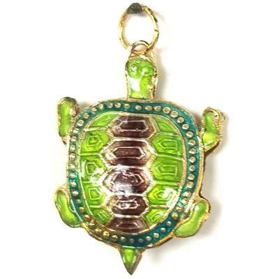 ENAMEL TURTLE 25X33MM APPLE GREEN